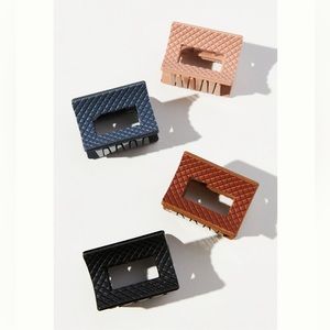 Set of 4 Quilted Geo Square Claw Hair Clip Set